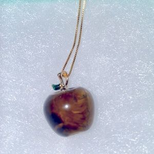 Boho Tigers Eye Apple 🍎 Gold Plated over Sterling Silver 16” Neckl…